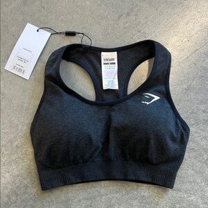 NWT Gymshark Vital Seamless Sports Bra  Black Marl
